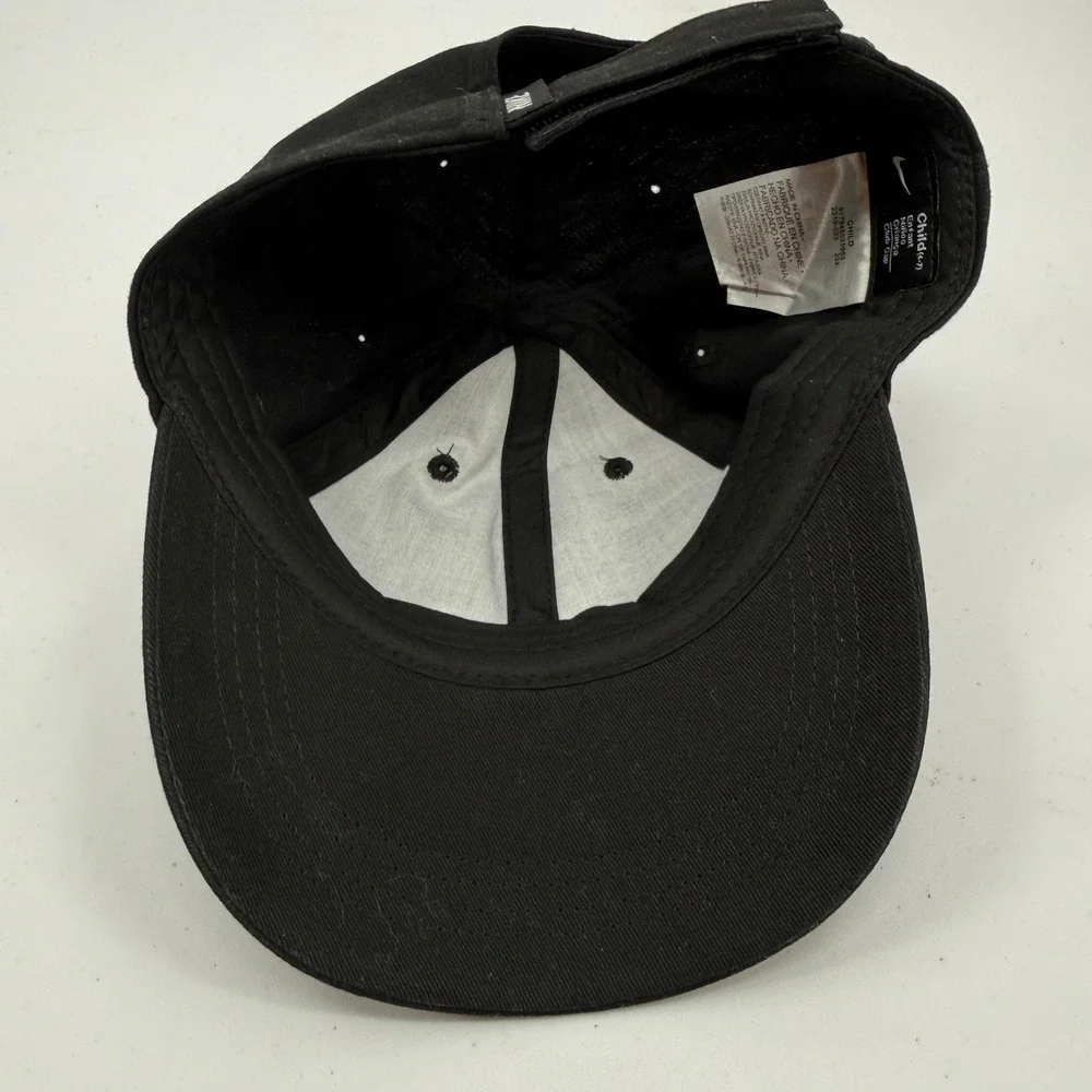 Nike Club Cap Kids Size 4-7‎ Black Embroidered Swoosh Adjustable Cotton Hat